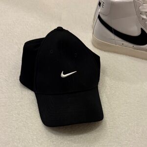 Nike Dri-Fit Black Hat with White Swoosh